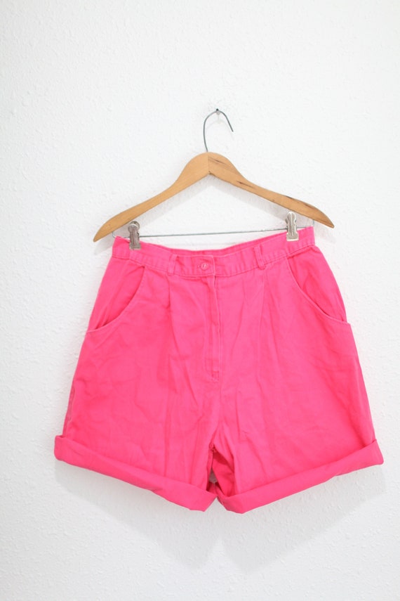 vintage 80's pink  pleated high rise  shorts    #0