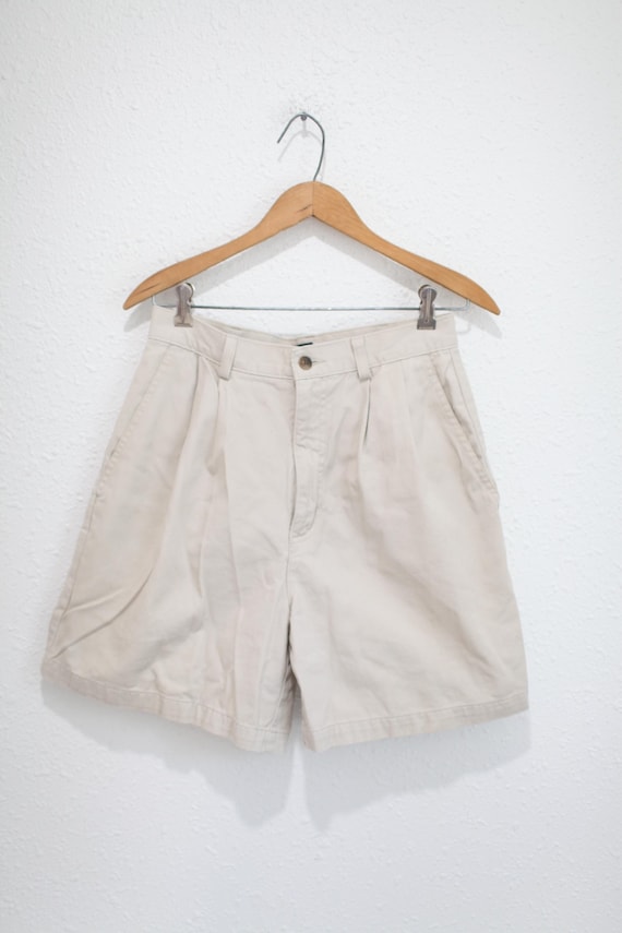 vintage 90s dockers pleated tan khaki shorts 28 #018