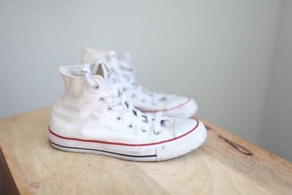 vintage 90s white converse all star  high tops wo… - image 4