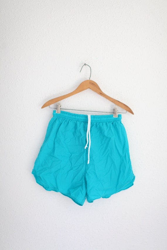 vintage 80 turquoise baggy short shorts small  #0… - image 1