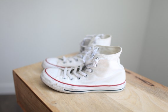vintage 90s white converse all star  high tops wo… - image 6