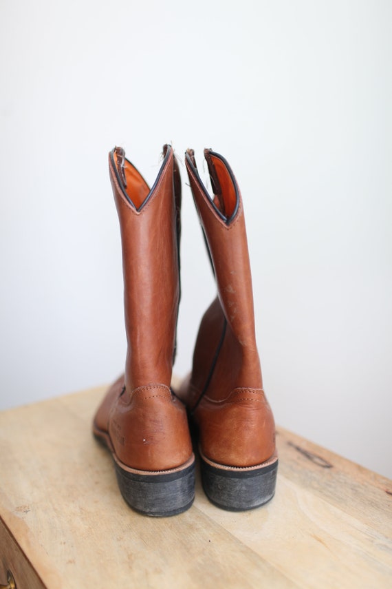 vintage  brown  leather cowboy boots mens 11 - image 3