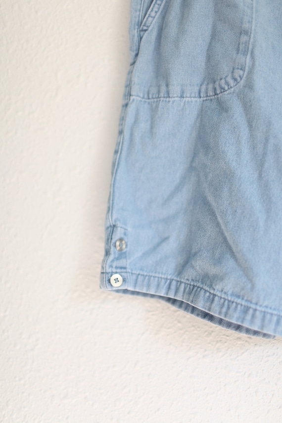 vintage 90s drawstring chambray denim jean shorts… - image 2