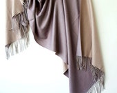 Vintage scarves for women, wool large scarf beige lavender