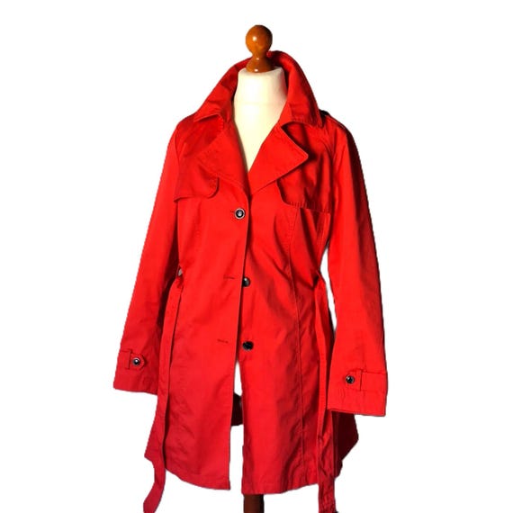 Vintage roter Trenchcoat Damen klassischer roter zweireihiger