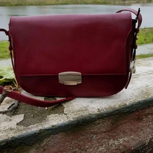 kleine crossbody tasche leder bordeaux/ bordeaux picard vintage 80er jahre