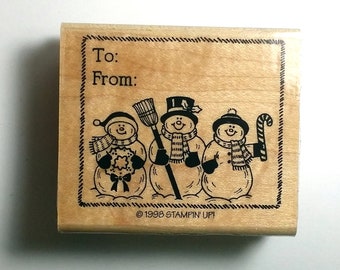 Wooden Snowman Stamp Snowflake XMAS Gift Scrapbooking Card Making Pip  In CA 
