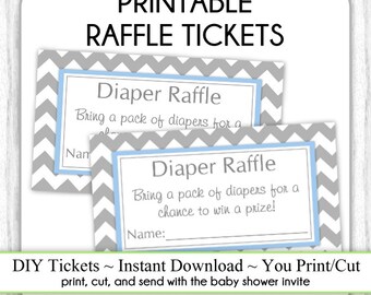 instant download printable diaper raffle tickets pink