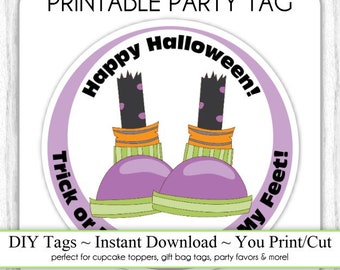 Halloween Printable Tags, Trick or Treat Tags, Smell My Feet, DIY Party Tags, You Print, You Cut, INSTANT DOWNLOAD