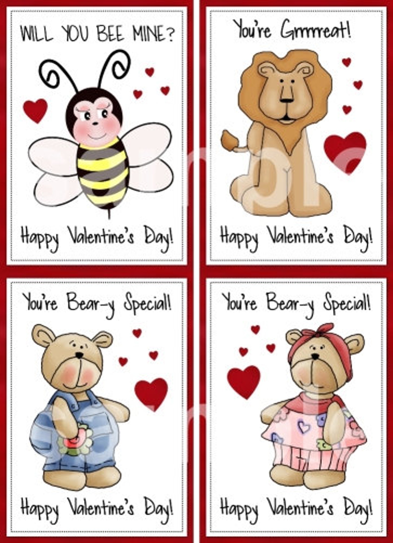 INSTANT DOWNLOAD Printable Valentines Eight Mini Cards | Etsy