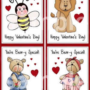 INSTANT DOWNLOAD - Printable Valentines - Eight Mini Cards - 2.5 X 3.5 ...