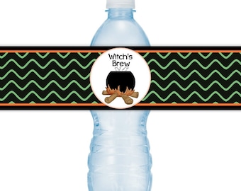 Halloween Party Water Bottle Labels, INSTANT DOWNLOAD, Happy Halloween Water Bottle, witch's brew, you print, DIY water labels