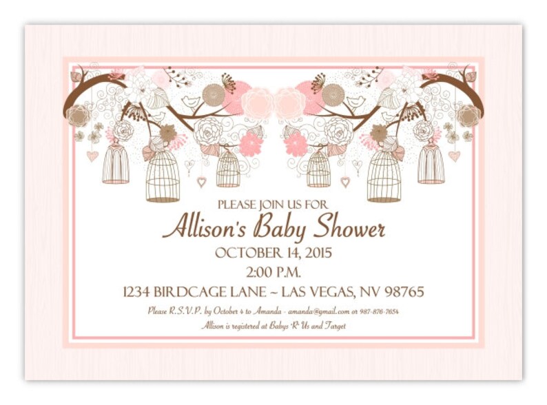 Birdcage Baby Shower Invitation Peach Birdcage Baby Shower Etsy Birdcage Baby Shower Invitation Peach Birdcage Baby Shower Etsy