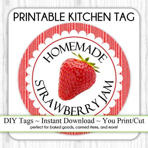 Kitchen Printable Tag Strawberry Jam Canning Label Instant Etsy