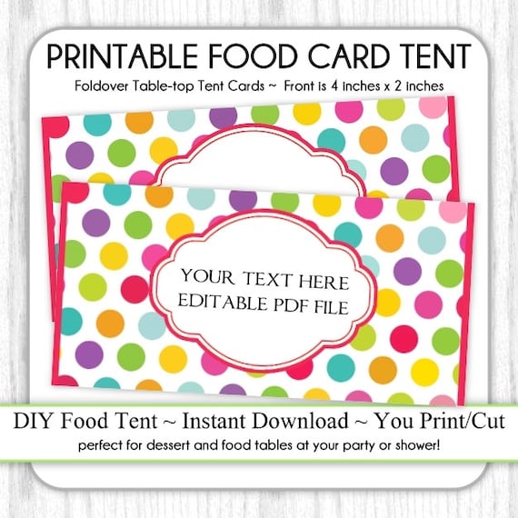 editable circus polka dot table top tent cards carnival etsy