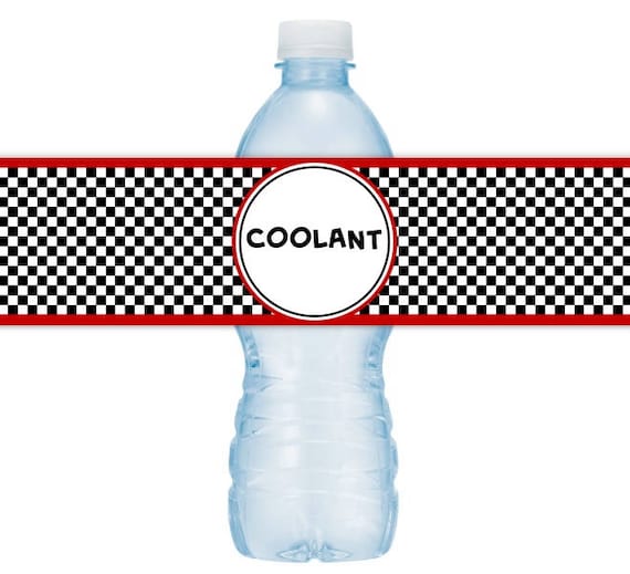 race car printable water bottle labels coolant racing etsy