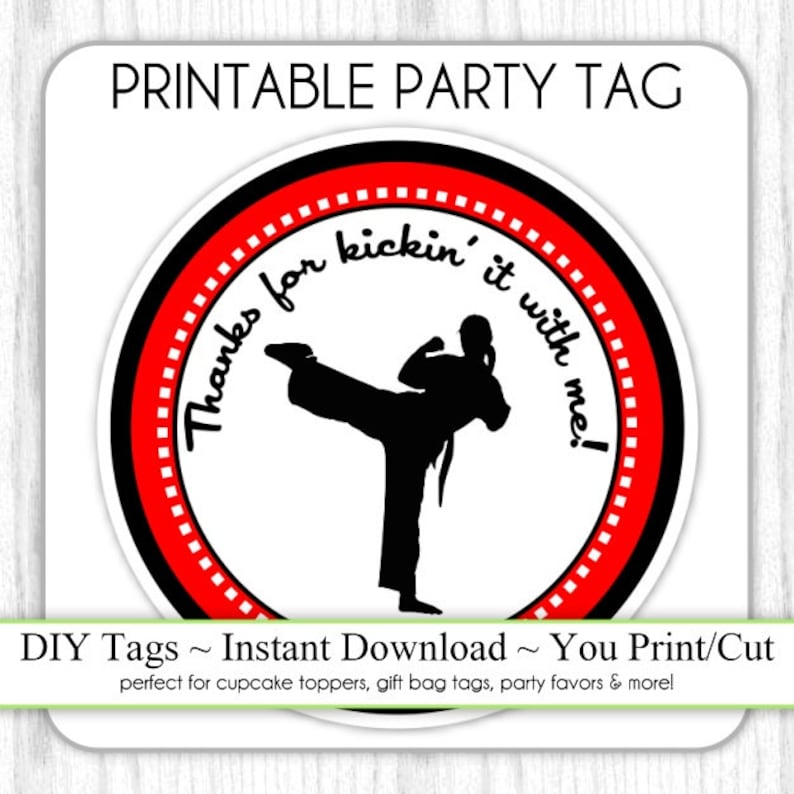 Karate Birthday Tag Girl Karate Birthday Printable DIY - Etsy