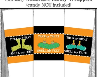 Halloween Printable Candy Wrappers, Trick or Treat Mini Candy Wrappers - Halloween Candy Bar Miniatures, INSTANT DOWNLOAD, You Print