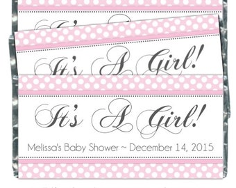 Printable Candy Wrappers, Baby Shower Candy Wrappers - Chocolate Bar Candy Wrappers - baby shower, polka dots, custom for you