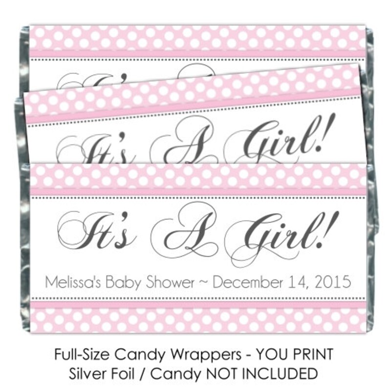 baby shower Printable Candy Wrappers polka dots Chocolate Bar Candy Wrappers custom for you Baby Shower Candy Wrappers
