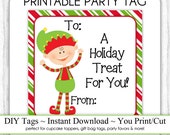 Christmas Printable Tags, To From Tags, Xmas Elf, Kids Christmas Tags, DIY Party Tags, You Print, You Cut, INSTANT DOWNLOAD