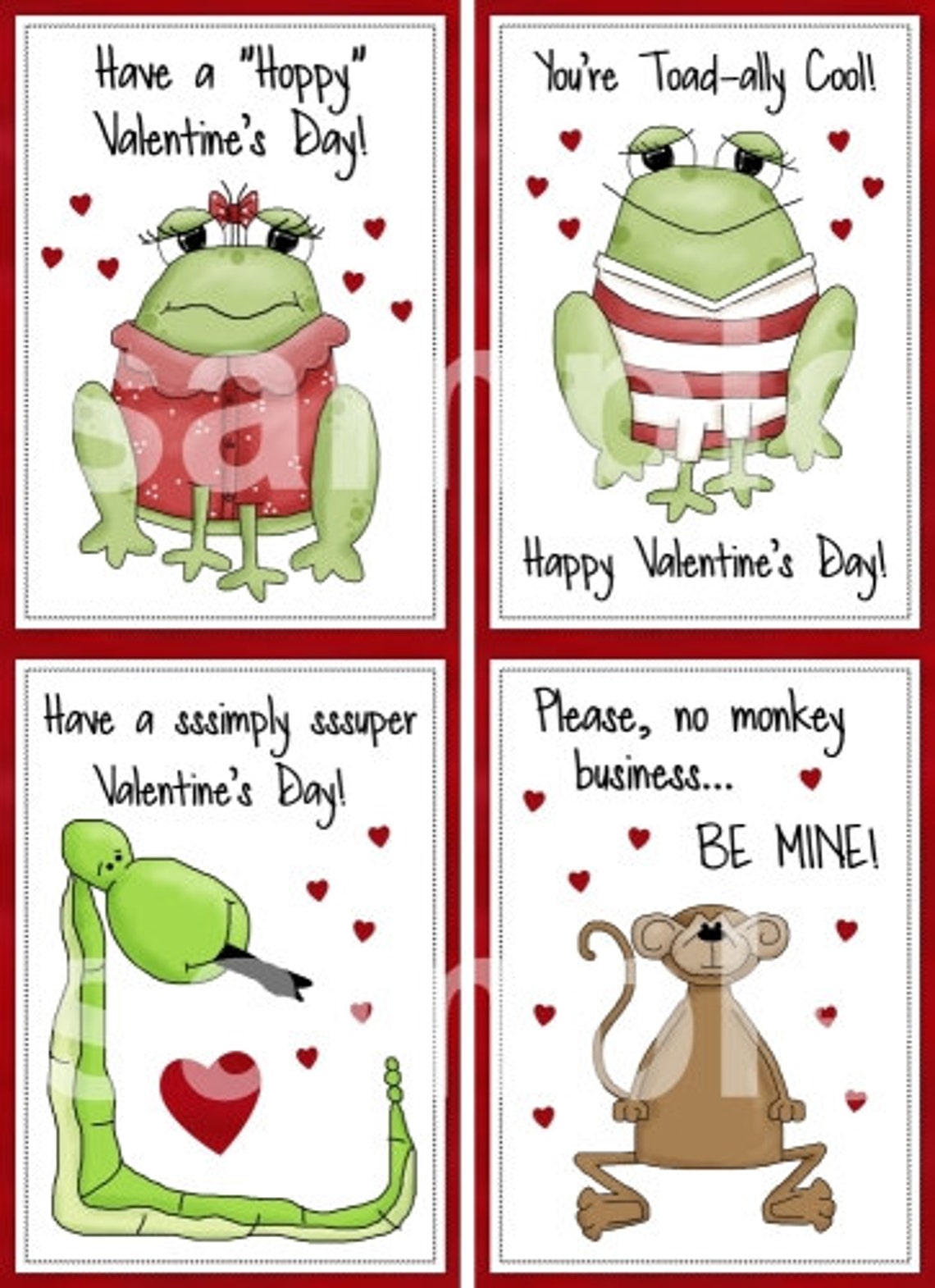 INSTANT DOWNLOAD Printable Valentines Eight Mini Cards - Etsy