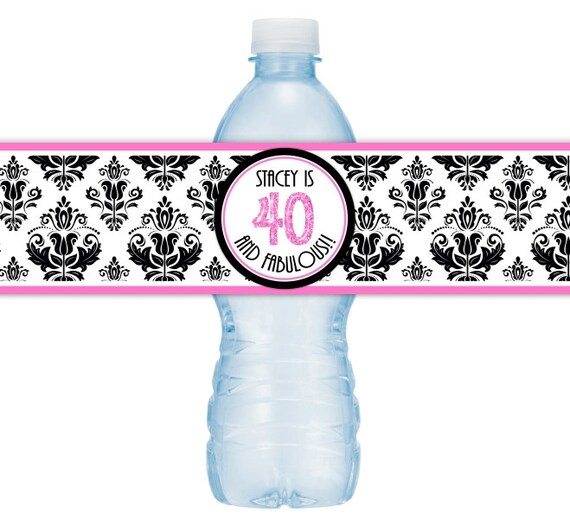 CUSTOM Monogram Water Bottle Labels Damask Water Bottle Labels Printable Water Bottle Labels DIY water bottle labels YOU print you cut