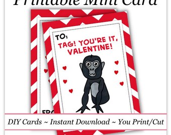 Parachute Valentine's Day Printable Cards, Valentine Mini Cards, DIY ...