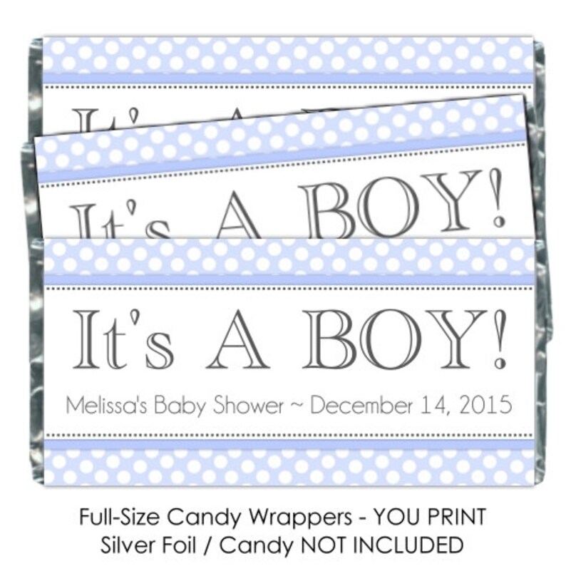 baby shower Printable Candy Wrappers polka dots Chocolate Bar Candy Wrappers custom for you Baby Shower Candy Wrappers