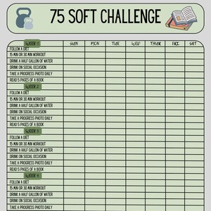 75 Soft Challenge Tracker - Green Hues - Etsy