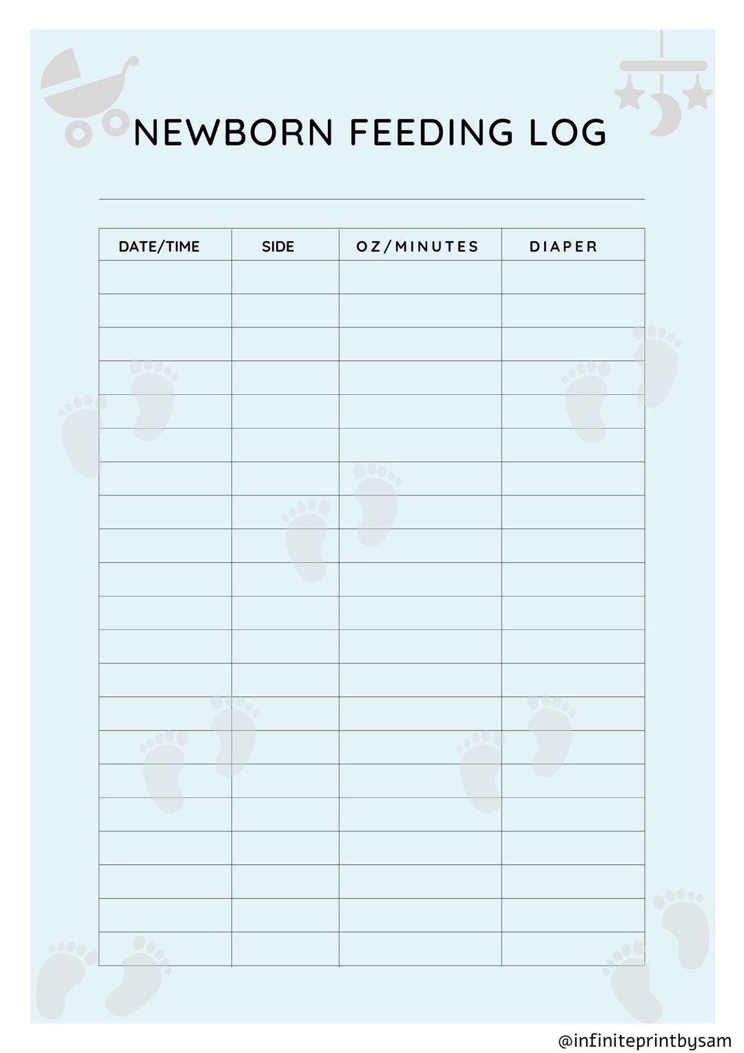 Newborn Feeding Log - Etsy