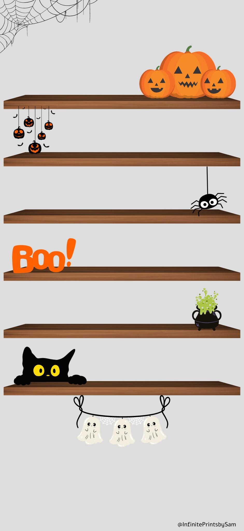 Ios 18 Halloween Bookshelf Wallpaper - Etsy