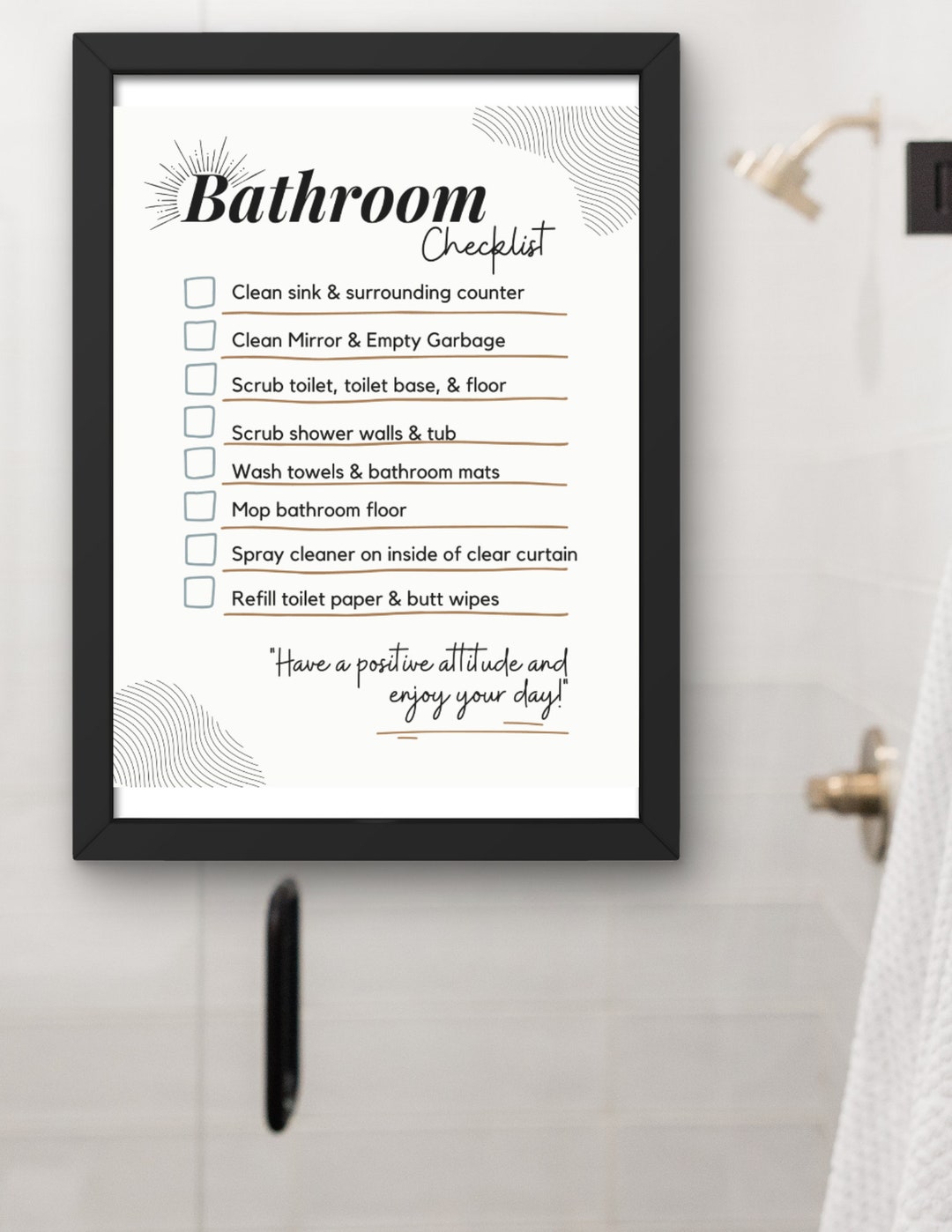 Bathroom Cleaning Checklist - Etsy