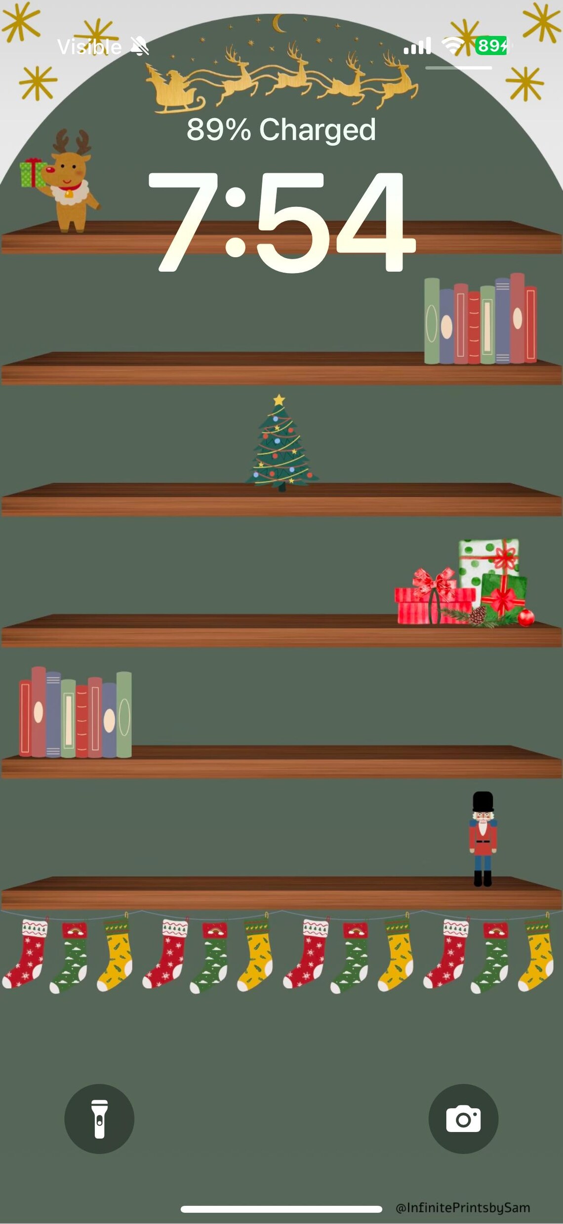 Cozy Christmas Bookshelf Wallpaper for iPhone Ios 18 - Digital Download ...