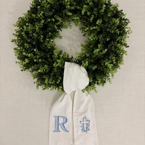 Custom embroidered wreath sash