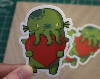 Cthulhu Loves Stickers - Waterproof Vinyl sticker