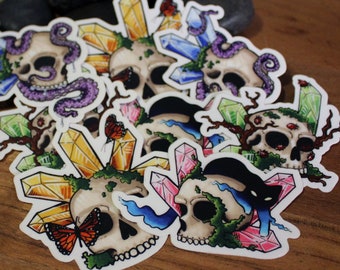 Skull and Crystal Vinyl Stickers