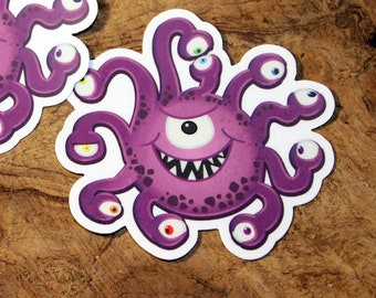 Beholder, Cute Monster - Waterproof Vinyl Sticker