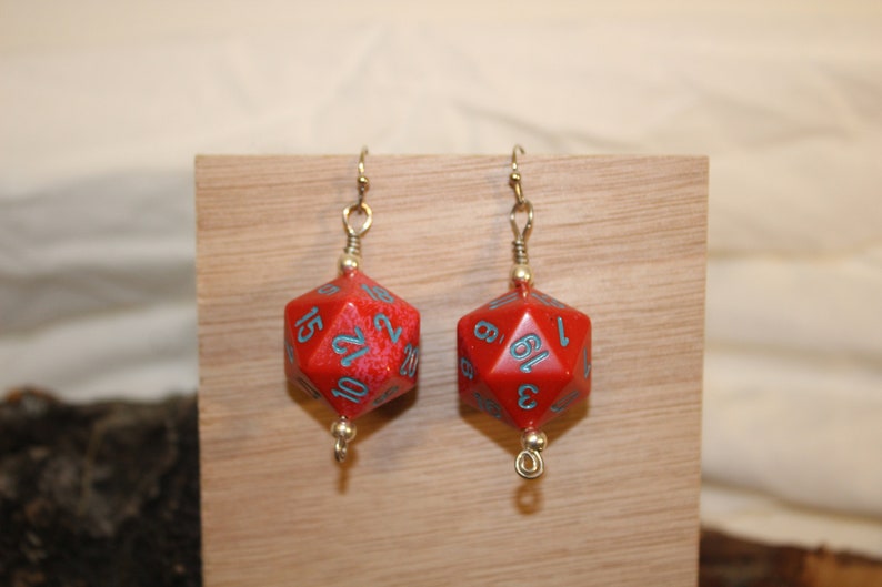 Dice Earrings Handmade Wire Wrapped Earrings Polyhedral d20