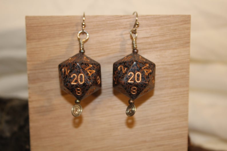 Dice Earrings Handmade Wire Wrapped Earrings Polyhedral d20
