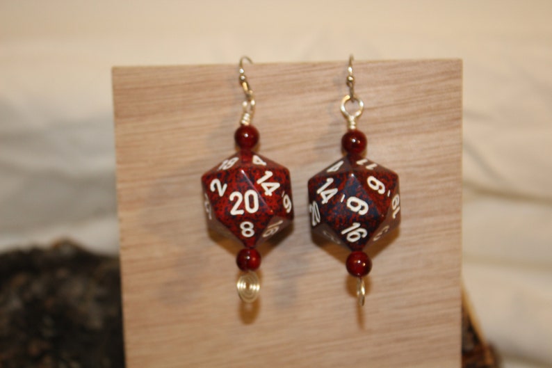 Dice Earrings Handmade Wire Wrapped Earrings Polyhedral d20