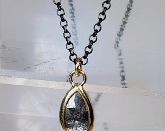 1.5 carat rose cut diamond pendant- 14 kt
