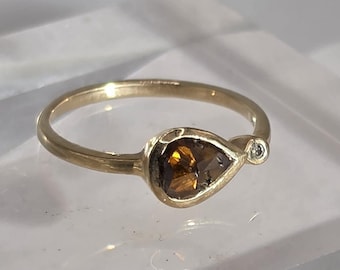 Cognac Rose cut Diamond  Solitaire: 14 kt gold