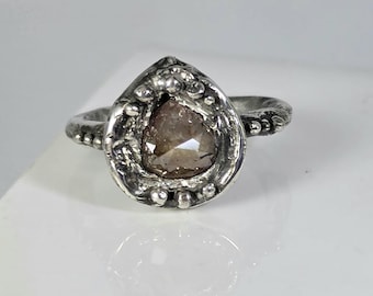 Mocha Rose Cut Diamond ring: Sterling Silver