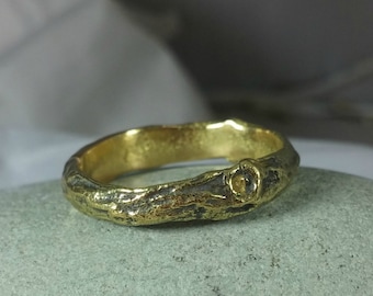 Men's wedding Ring, 18 kt gold Wedding Band,  Heavy Gold Branch Band, solid gold Twig Ring, Men's Ring, Men's gold Band