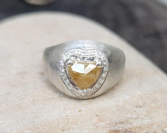 Rose Cut Heart Diamond Halo Ring