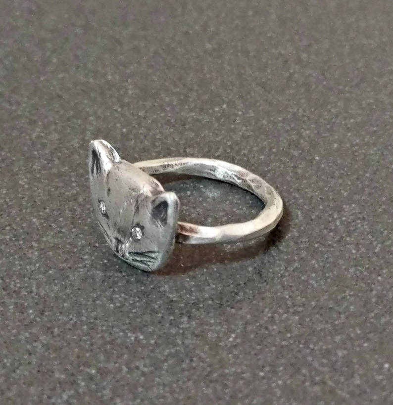 Cat Ring Diamond Kitty Ring Engagement Ring Stackable Ring | Etsy
