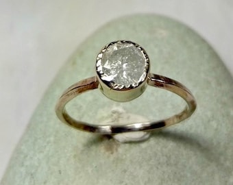 Salt and Pepper Diamond Engagement Ring: 14kt White Gold Solitaire