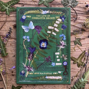 La vida de Charlotte Brontë ~ Tarjeta de arte de Stella Homewood - Tarjetas Vintage - Amantes de Brontë - Libros antiguos - Botánicos - Tarjetas de poesía