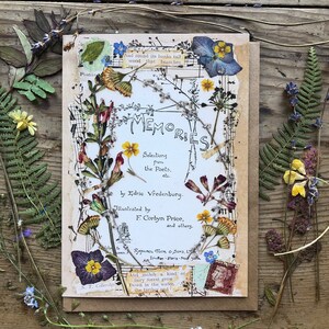 Erinnerungen - Vintage Botanicals Grußkarte von Stella Homewood - Handgemachte Kunst - gepresste Blumenkarten - Poesiekarten - Geburtstage - Bücher